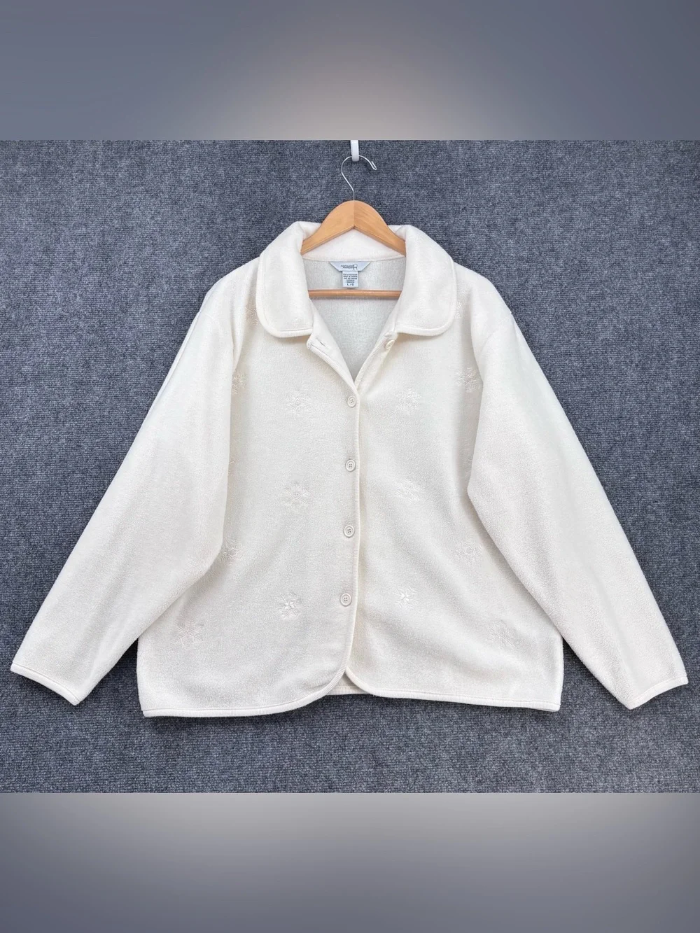 VTG Northern Reflections Off White Fleece Grandmacore Cottagecore Jacket Size L
